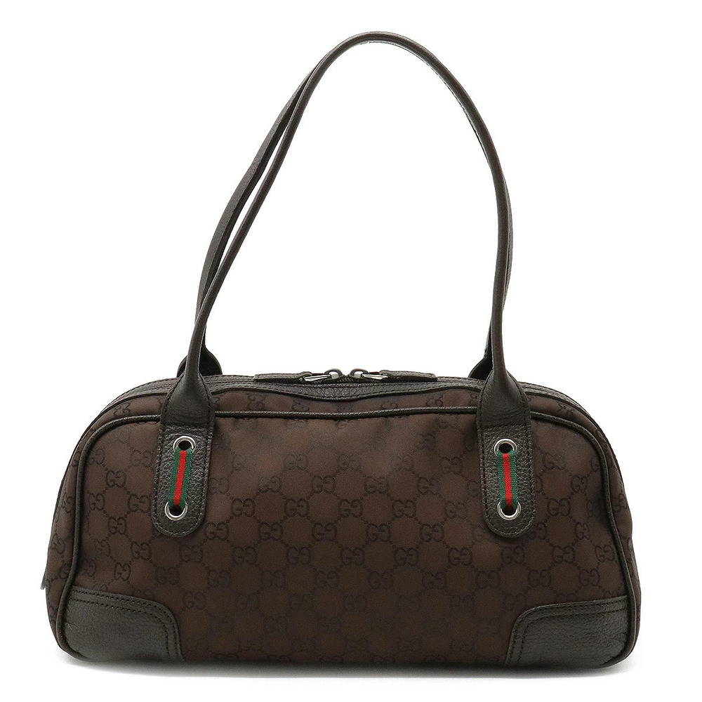 Gucci GG Sherry Shoulder Bag Hobo Leather Dark Brown